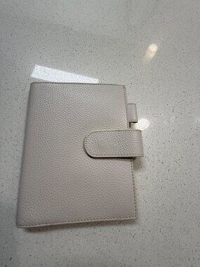Moterm A6 Pebbled Leather Planner‎ Cover With Snap Closure & Pen Loop - cream